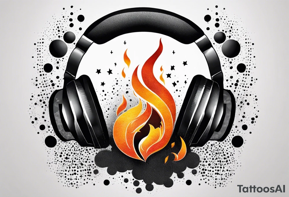 Music on fire tattoo idea