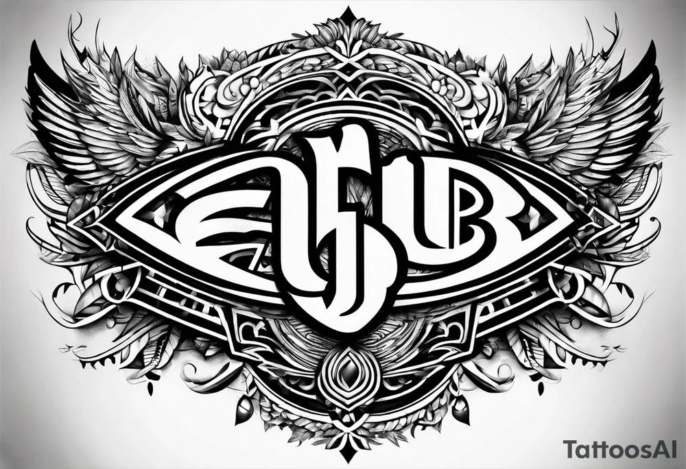 Make a shape by combining letters "EUB" tattoo idea