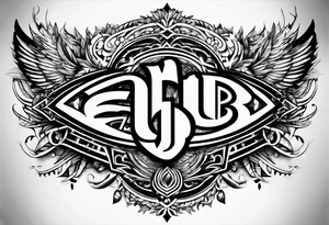 Make a shape by combining letters "EUB" tattoo idea