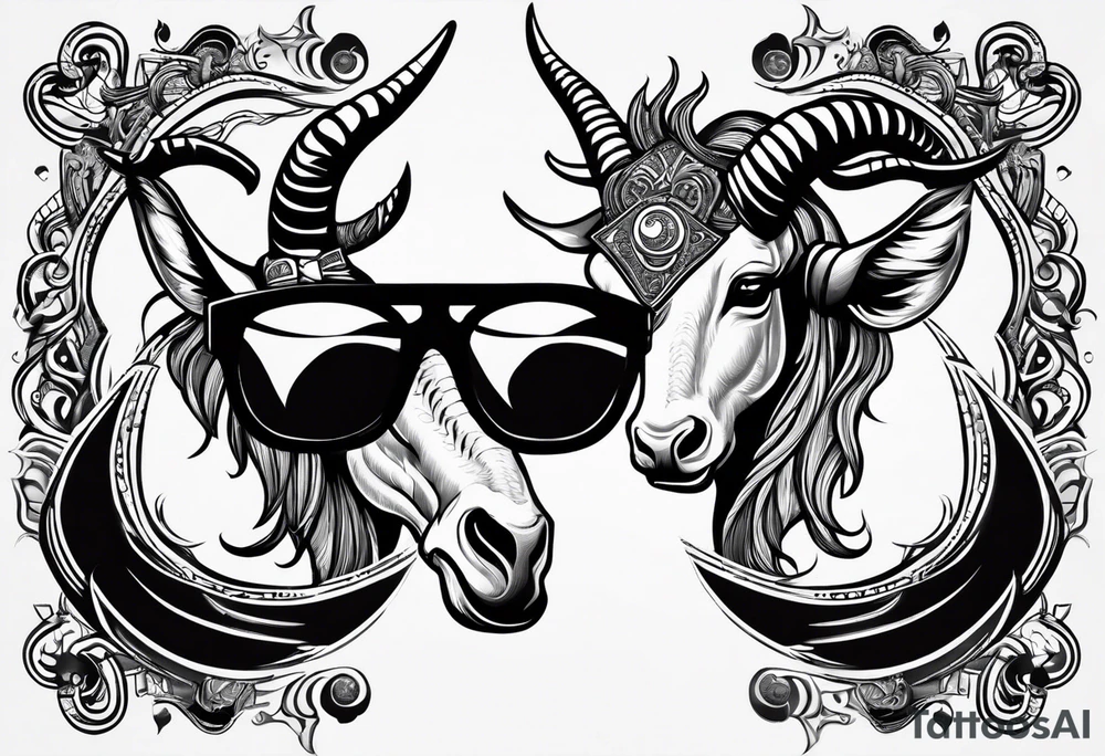 capricorn with sunglasses and shotgun tattoo idea