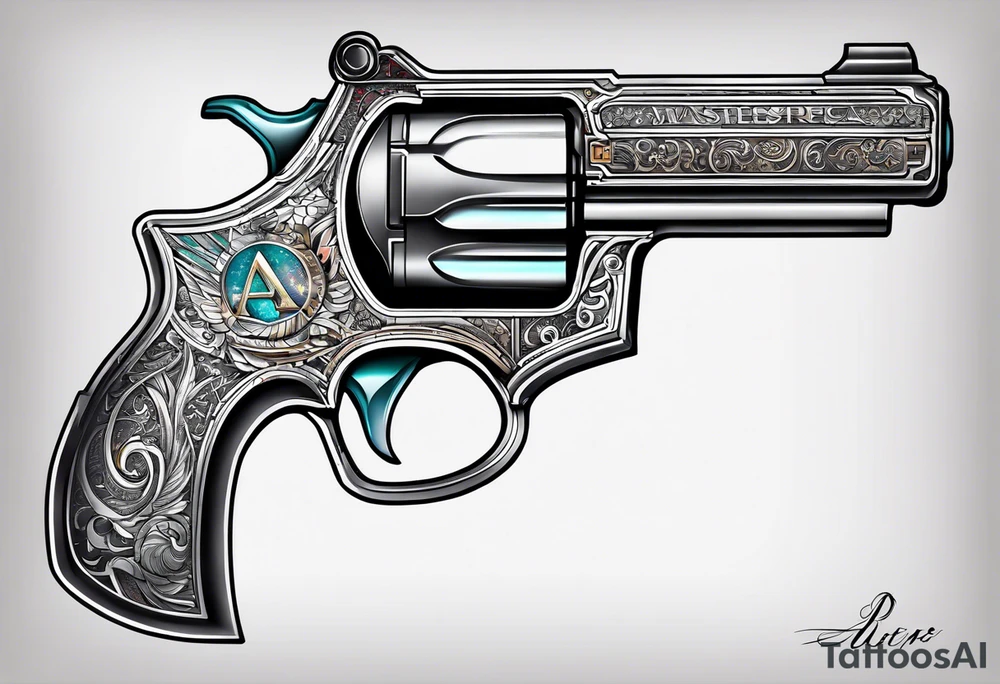 The letters AR with a pistol on each side tattoo idea