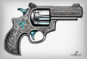 The letters AR with a pistol on each side tattoo idea