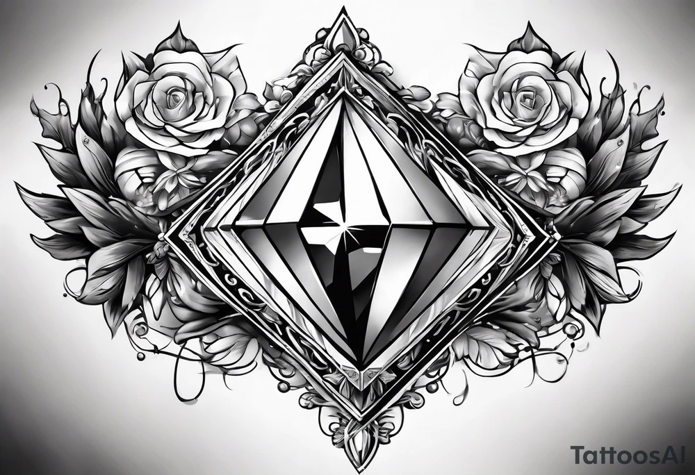 Sleeve on the forearm with a diamond in the middle tattoo idea