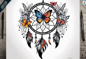 Dream catcher with butterflies tattoo idea