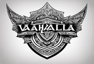 Valhalla sword shield banner tattoo idea