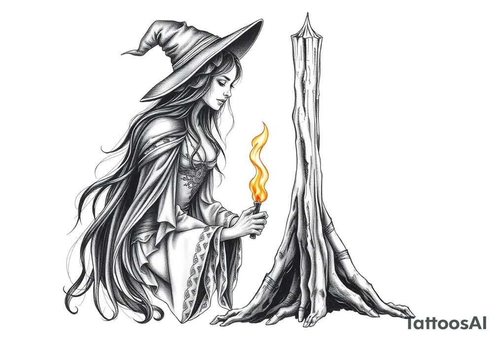 Witch burning at the stake tattoo idea