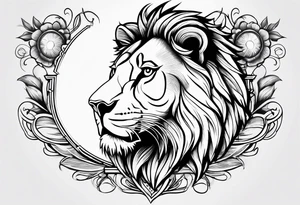 sketch power and lion and number 4 tattoo idea