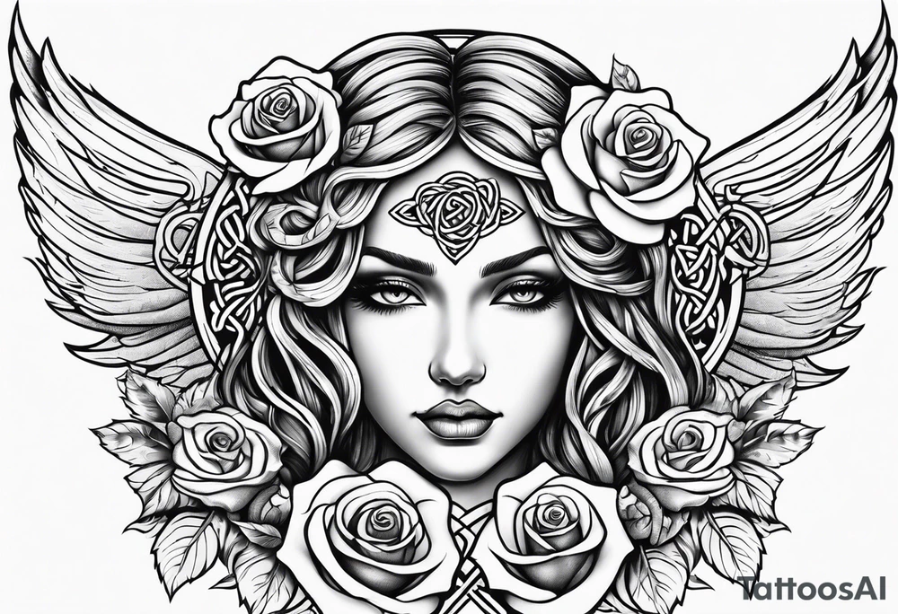 Rose Celtic angel tattoo idea