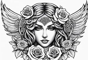 Rose Celtic angel tattoo idea