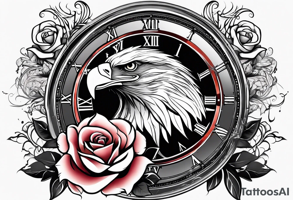 eagle, rose, clock , love tattoo idea