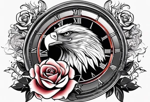 eagle, rose, clock , love tattoo idea