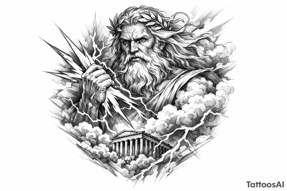 zeus,flashes,clouds. tattoo idea