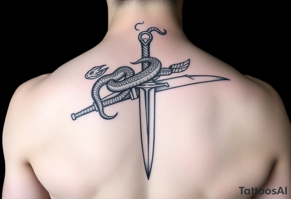 snake crawls on a sword. tattoo idea