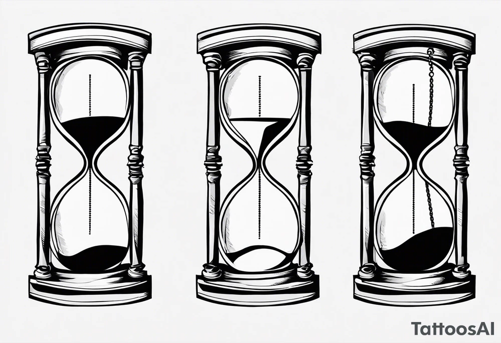 draw a clock/hourglass. They are surrounded by Roman numerals. It is a black and white tattoo for the right shoulder of a man tattoo idea