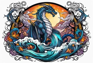 Wizard and dragon tattoo idea