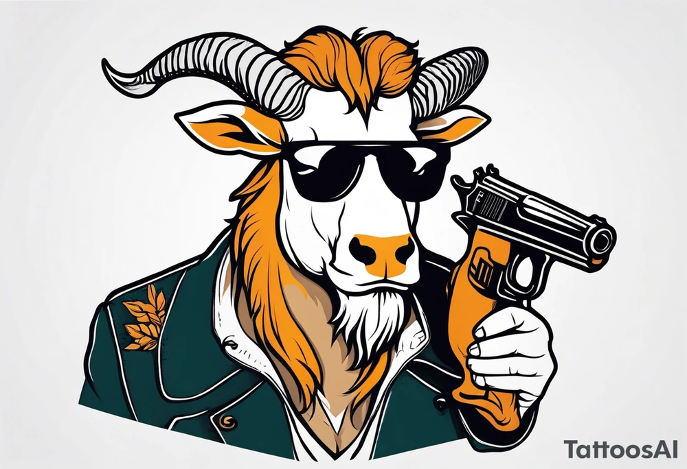 capricorn with sunglasses and a gun tattoo idea