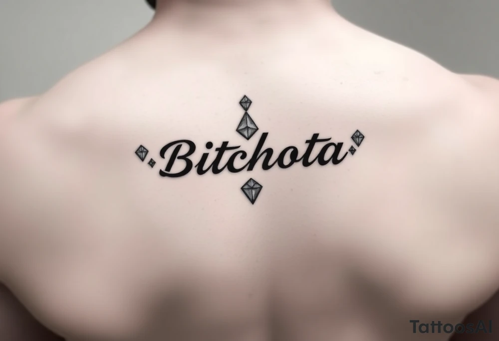 bitchota name in a star with diamonds tattoo idea