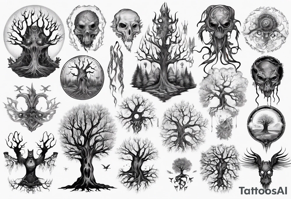 lovecraft them
with tree tattoo idea