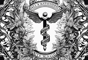 DNA helix made from root.
add leaf
angel wing tattoo idea