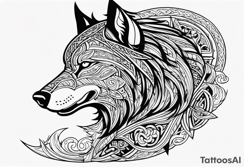 Viking wolf in a Viking style tattoo idea