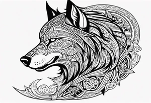 Viking wolf in a Viking style tattoo idea