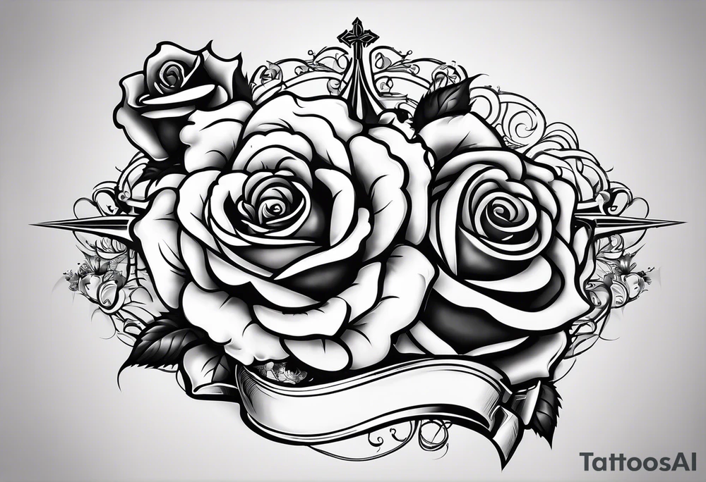 I would like stars rose across in the middle of the cross it should say no you’re worth I would like My dad’s birthday 1996 30th of August tattoo idea