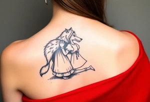 Little red riding hood and the big bad wolf hunting her tattoo idea