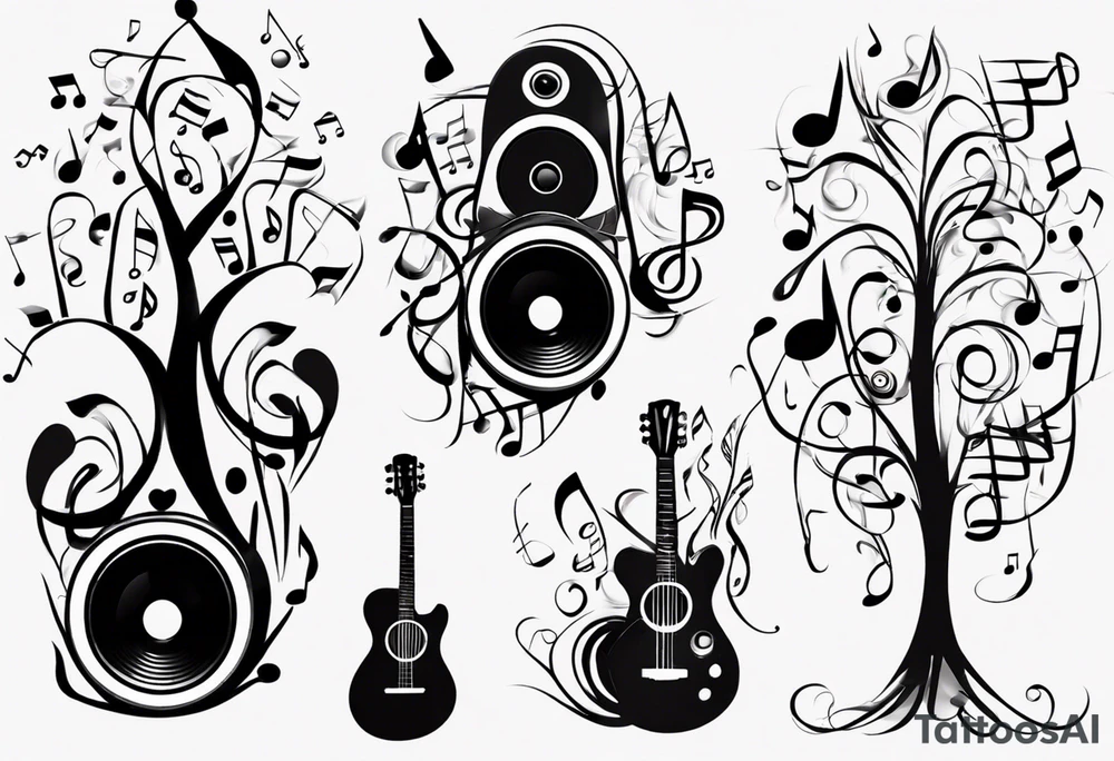 music speaker note tree stave notes tattoo idea