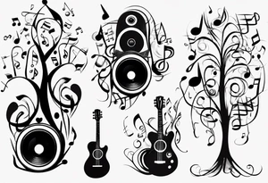 music speaker note tree stave notes tattoo idea
