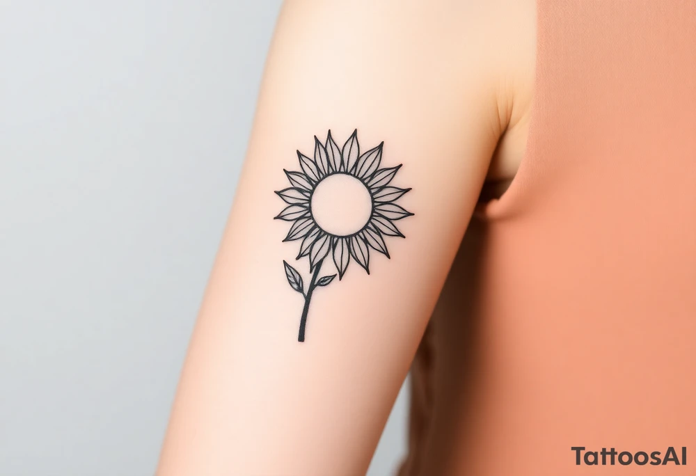 Sun with a stem like a sunflower tattoo idea