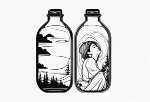 PERSON TRAPPED IN BOTTLE tattoo idea