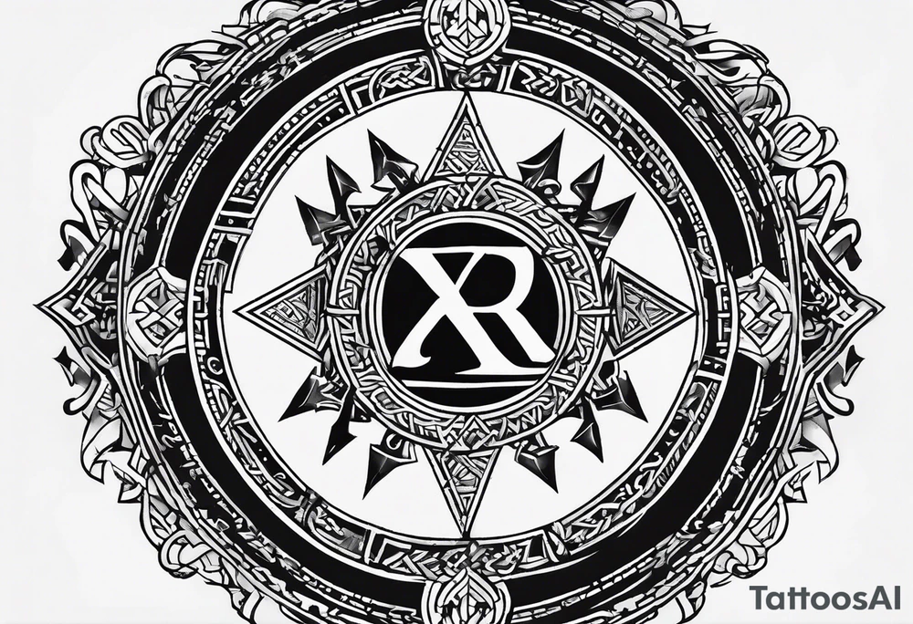 Norse rune circle similar to Baldurs chest tattoo from God of War video game tattoo idea