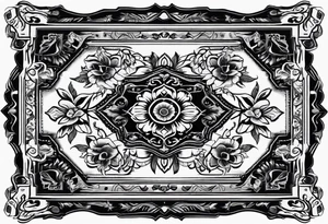 Western rug with flowers tattoo idea