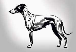 A child’s sketch of. Greyhound with a long nose tattoo idea