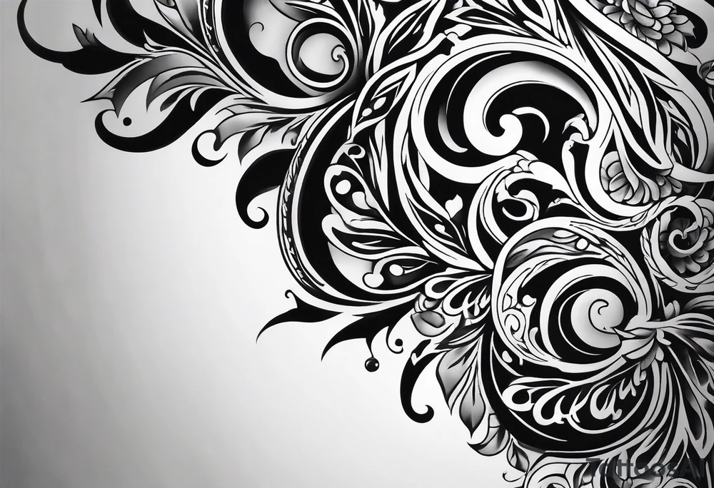 Filigree men’s leg tattoo tattoo idea