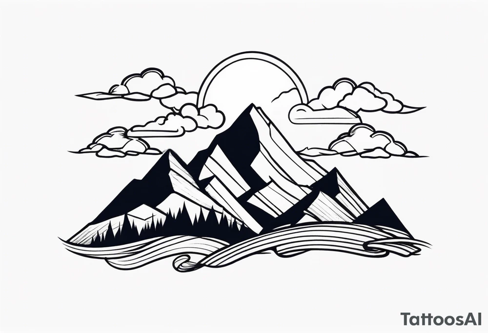 mountains with clouds tattoo idea