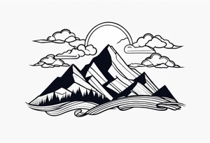 mountains with clouds tattoo idea
