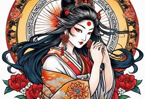 Japanese sun goddess Amaterasu tattoo idea
