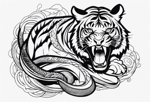 tiger attacking snake tattoo idea