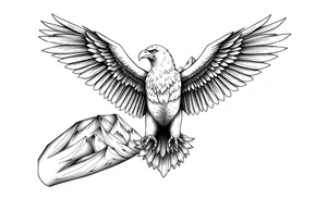 majestic eagle spreading wings against mountain peaks tattoo idea