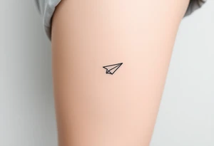 Line tattoo scene with paper plane, play symbol, pause symbol, stop symbol, rewind symbol, mental health awareness tattoo idea