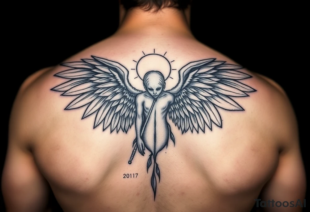 Dark fallen angel tattoo idea