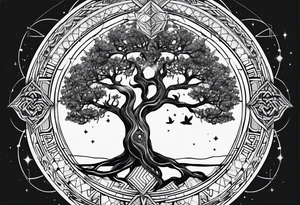 Sacred geometry. Tree of life going through a Taurus tattoo idea