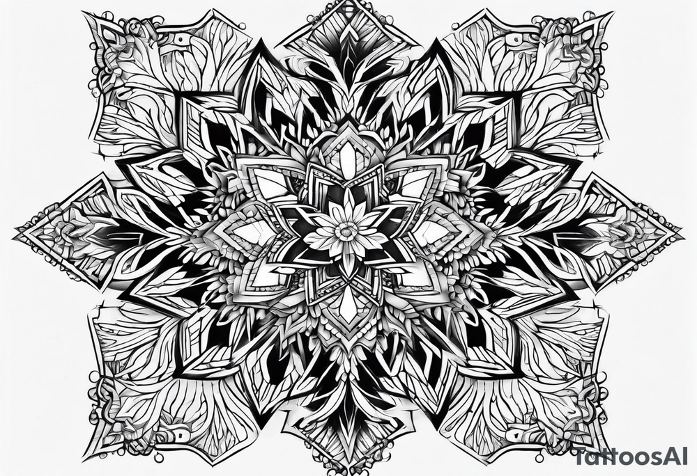 Angular Snowflake mandala tattoo idea