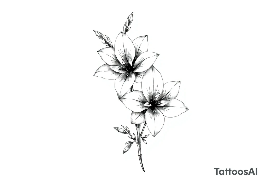 Gladiolus and Narcissus flowers on forearm tattoo idea