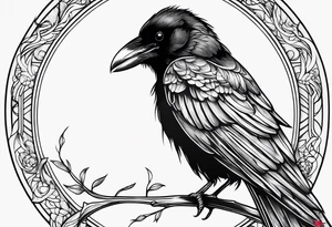 outline of a tall Raven tattoo idea