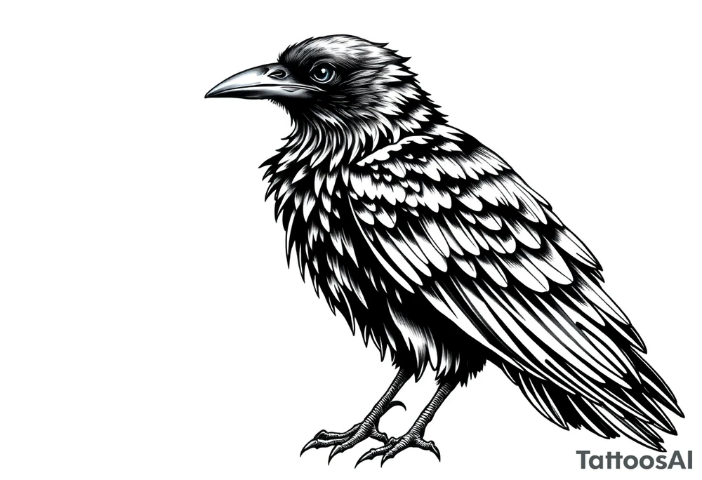 Black and blue raven
standing tattoo idea