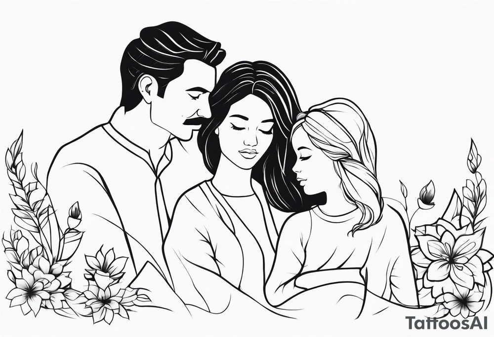 mother, father and daughter tattoo idea