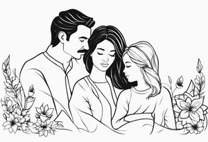 mother, father and daughter tattoo idea