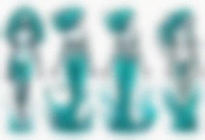 a tall woman made of water with turquoise hair surrounded by ocean waves tattoo idea